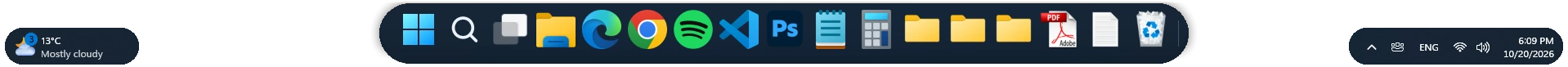 I Widget e l'area di notifica di Windows restano parte del desktop.